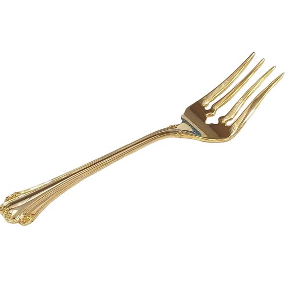 F.B. Rogers Gold SERVING FORK Chippendale Gold Electroplate HOLIDAY Wedding VNTG - Picture 6 of 8